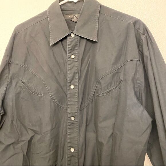 Express Pearl Snap Button Down Western Style Long Sleeve dress Shirt black L - Picture 6 of 8